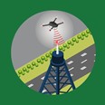 Icon shows drone conducting obstruction survey