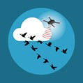 Icon shows drone detecting birds in the sky